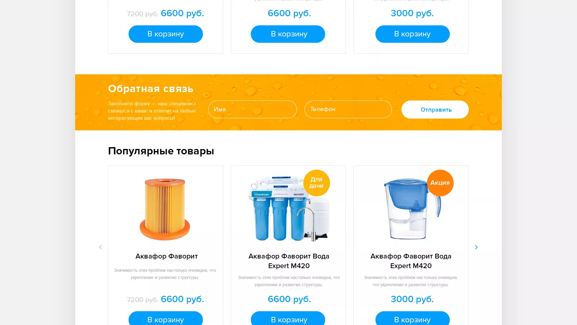 Создание интернет-магазина «Водолей» по продаже фильтров очистных сооружений в Пудоже
